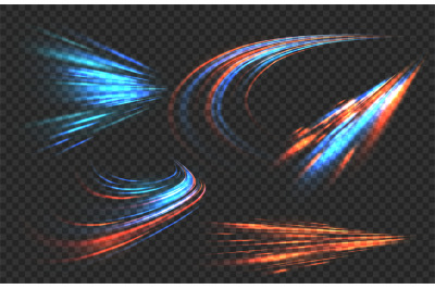 Light motion trails. High speed effect motion blur night lights in blu