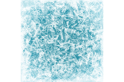 Frost texture. Frozen glass surfaces blue ice sheet with white marks,