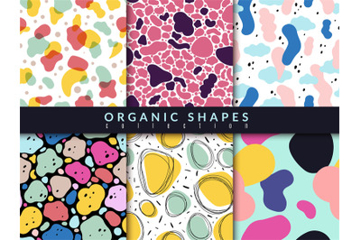 Organic shapes seamless pattern. Abstract color random blobs childish