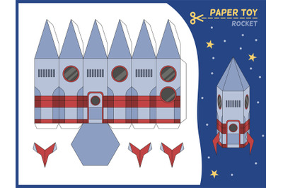 Rocket paper cut toy. Missile 3d paper model, create toys spaceship ki