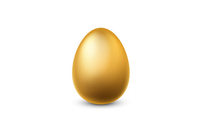 Gold egg. Traditional easter golden glittering realistic chicken egg f