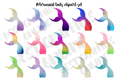 Mermaid Tail Clipart, Under the Sea