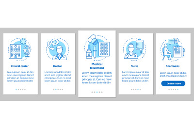 Medicine and healthcare onboarding mobile app page screen with l