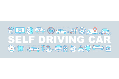 Self driving car word concepts banner