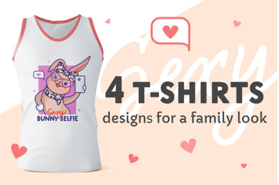 4 Selfie-bunnies. T-shirt designs