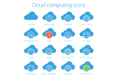 Cloud computing icons set