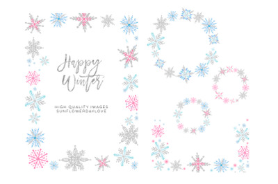 snow snowflakes border, snowflakes overlays, Christmas overlays