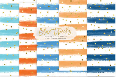 Blue Stripe digital paper&2C; blue stripes scrapbook paper pack