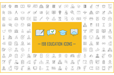 Education linear icons big set