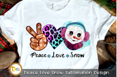 Peace Love Snow Sublimation Design -cute snowman-leopard