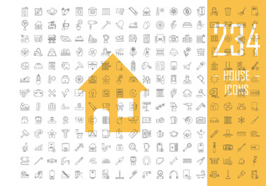 House linear icons big set