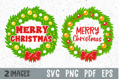 Merry Christmas wreath svg cut files for cricut