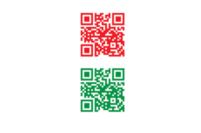 Qr code in vector red and green color.