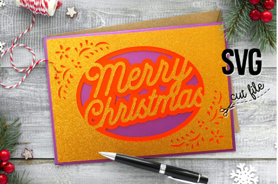 Christmas Card design with Envelope - svg cut files for Cricut and Sil
