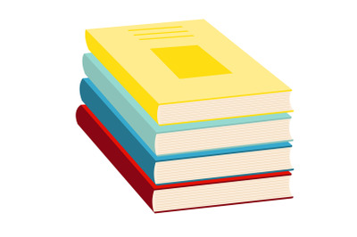Stack of multi colored books on white background. Vector illustration.