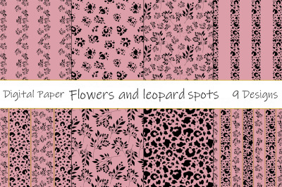 Leopard flowers seamless pattern. Flowers leopard print SVG