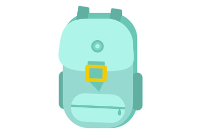 Vector flat illustration of Green school Bag, Backpack, isolated.