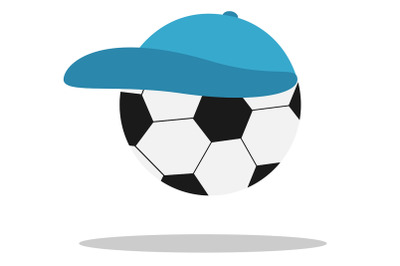 Vector soccer game ball isolated in a cap on white background.