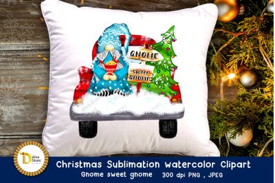 christmas sublimation watercolor clipart- Gnome Sweet Gnome