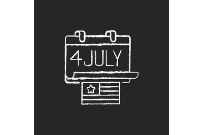 Independence day chalk white icon on black background