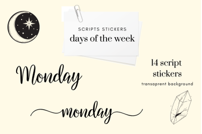 Elegant scripts, Days of week stickers