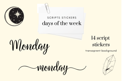 Elegant scripts&2C; Days of week stickers