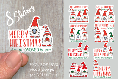 Christmas stickers bundle. Christmas gnome.