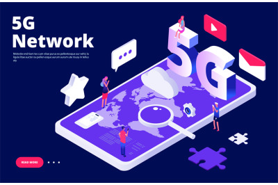 5g network concept. Global 5G wireless Internet landing page