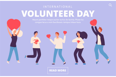 Volunteer day concept. Charity&2C; volunteering vector landing page templ