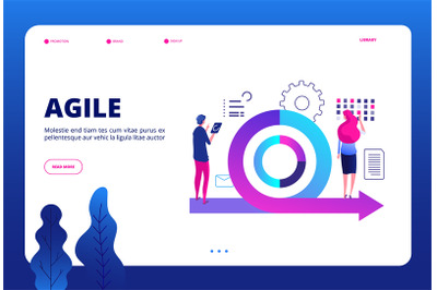 Agile concept. Vector agile management landing page. Business meeting,