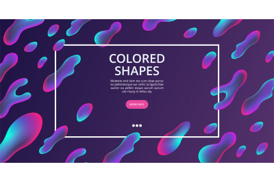 Colored shapes web page. Vector liquid structures home page template.