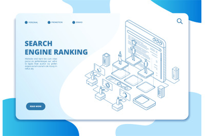 Search engine ranking landing page. Seo marketing and analytics, onlin