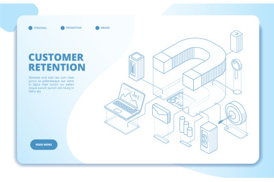 Customer retention landing page. Client loyalty and branding marketing