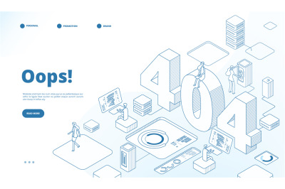 404 isometric page. Not working error, lost data or not found 404 prob