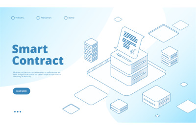 Smart contract concept. Ethereum cryptography technology. Contractor a