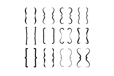 Brace bracket. Curly brackets icons. Vintage calligraphic typographic