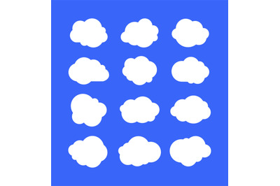 White simple clouds. Thinking bubbles or tags, cloud message abstract