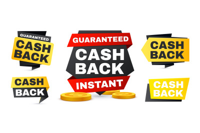 Money cash back vector labels and stickers set. Vector sale banners&2C; s