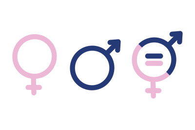 Gender symbols. Male, female sex sign gender equality icon vector illu