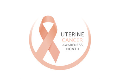 Peach ribbon. Vector Uterine Cancer Awareness Month sign isolated on w