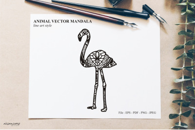 Bird Mandala Vector Line Art Style
