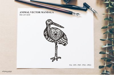 Bird Mandala Vector Line Art Style