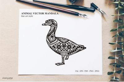 Bird Mandala Vector Line Art Style