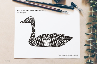 Bird Mandala Vector Line Art Style