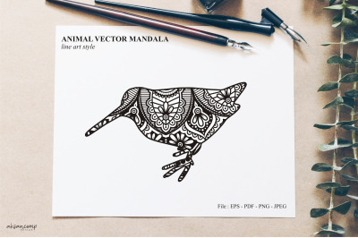 Bird Mandala Vector Line Art Style