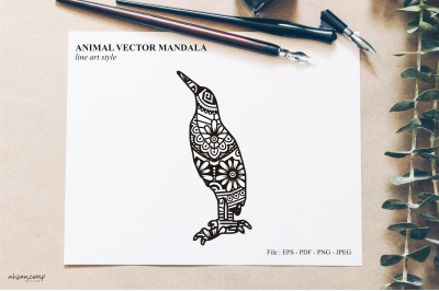 Bird Mandala Vector Line Art Style