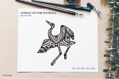 Bird Mandala Vector Line Art Style