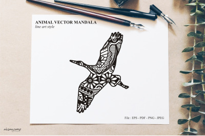 Bird Mandala Vector Line Art Style