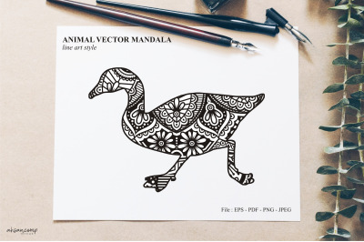 Bird Mandala Vector Line Art Style