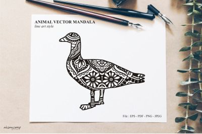 Bird Mandala Vector Line Art Style